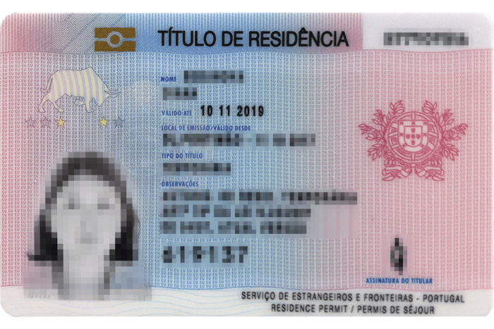 Portugal residence permit plastic card