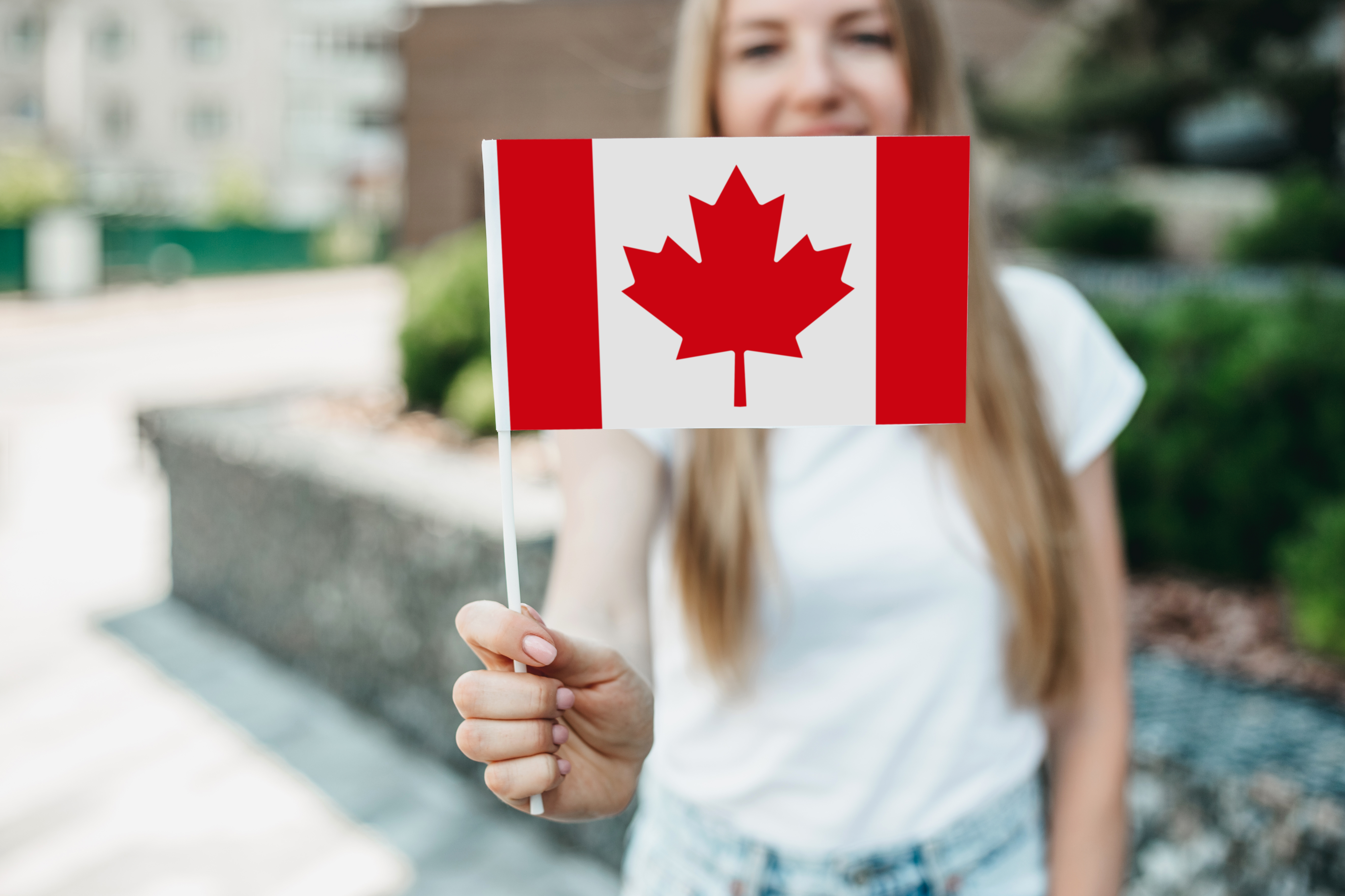 A student with a Canadian flag came to study in Canada