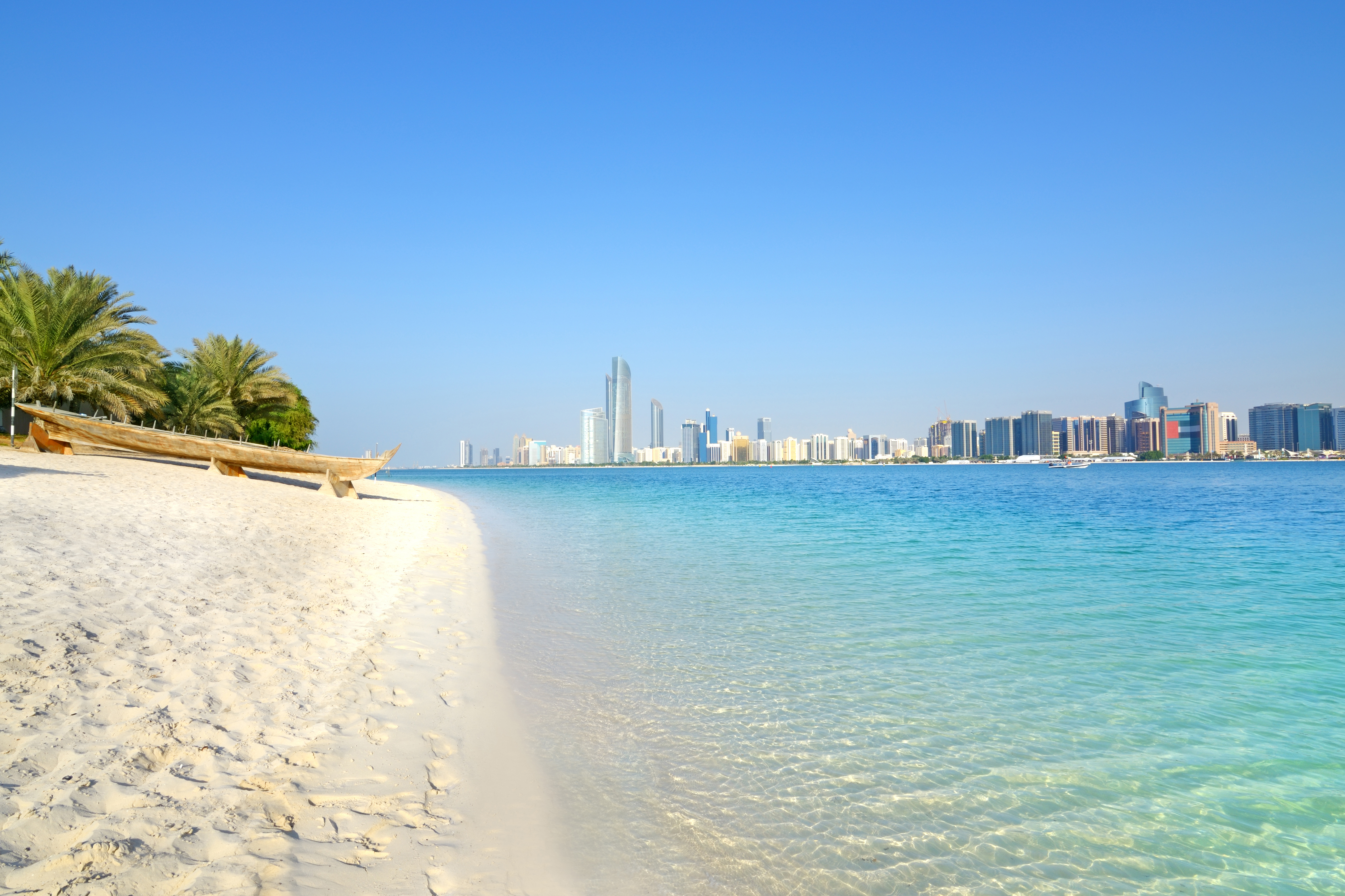 Beach against the background of real estate in Abu Dhabi