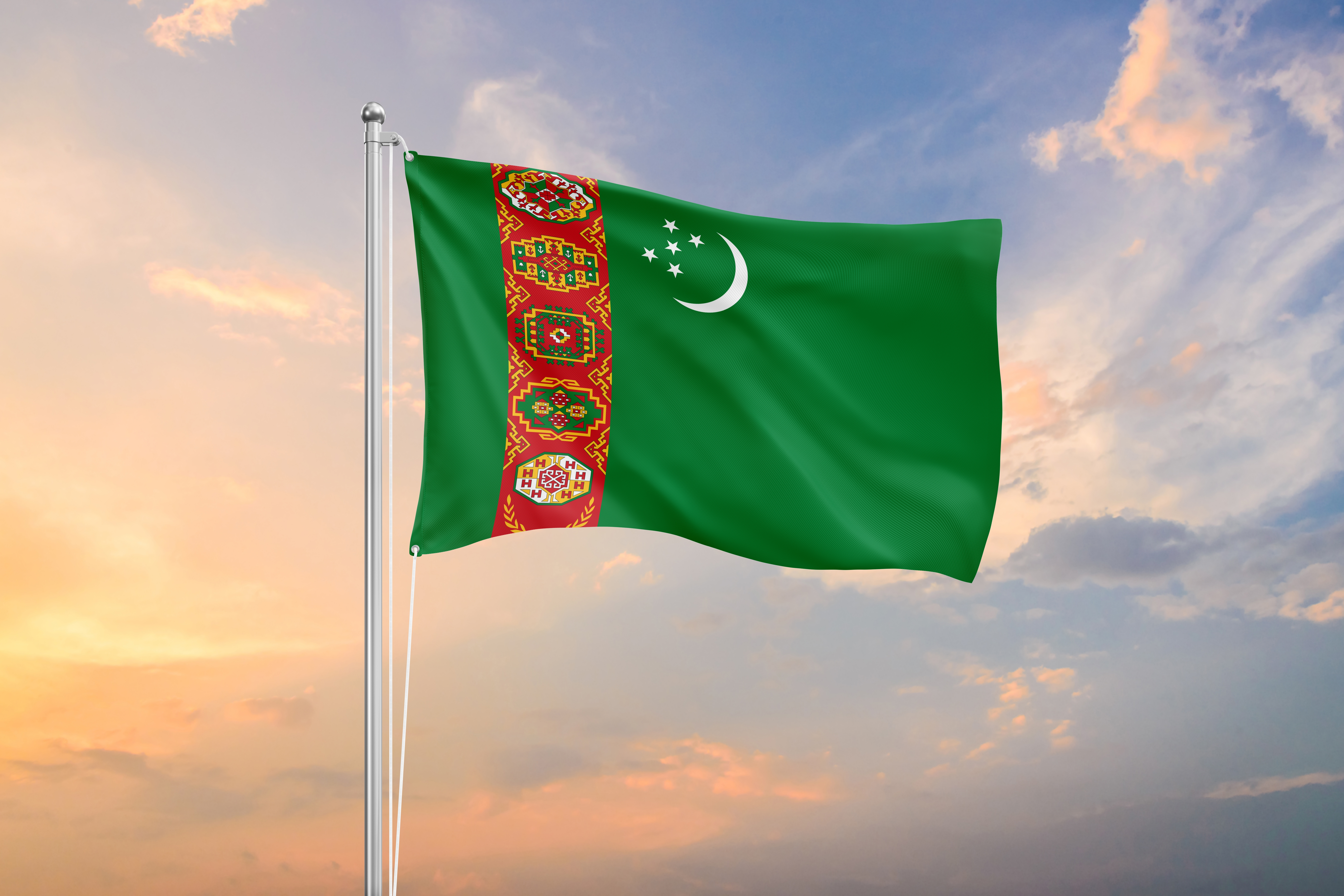 The flag symbolizes the citizenship of Turkmenistan