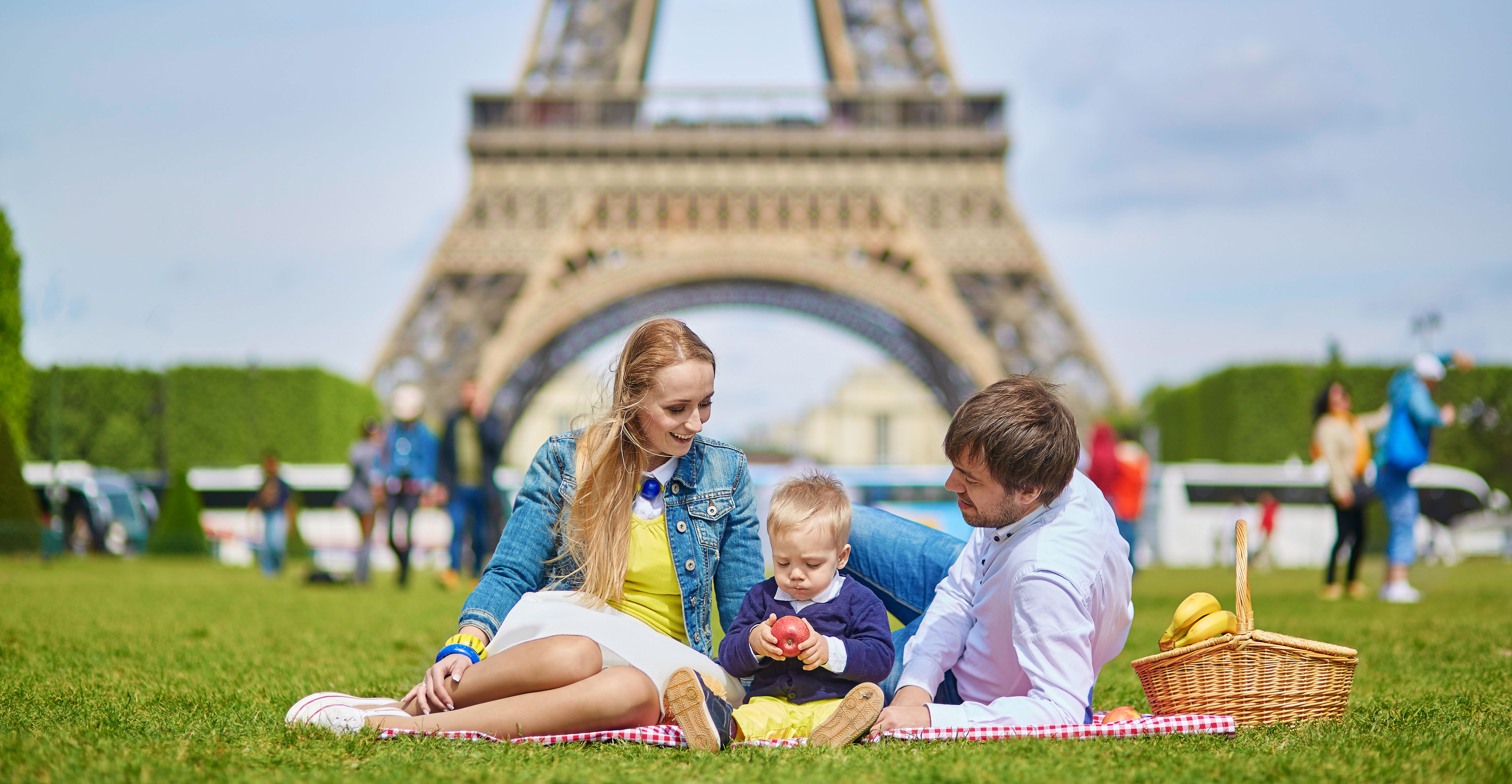 A happy family in France who recently moved here to live