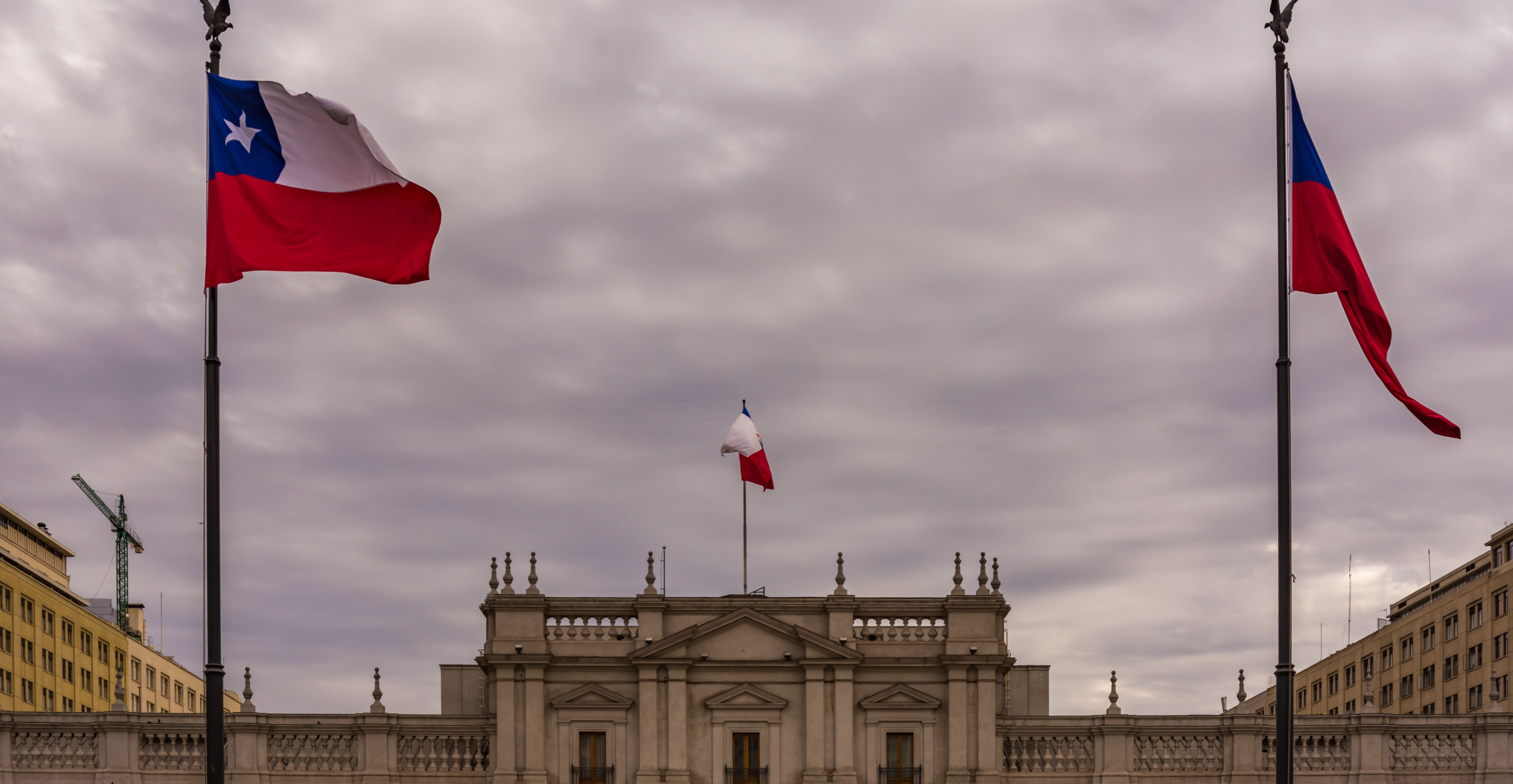 Government building with Chilean flags